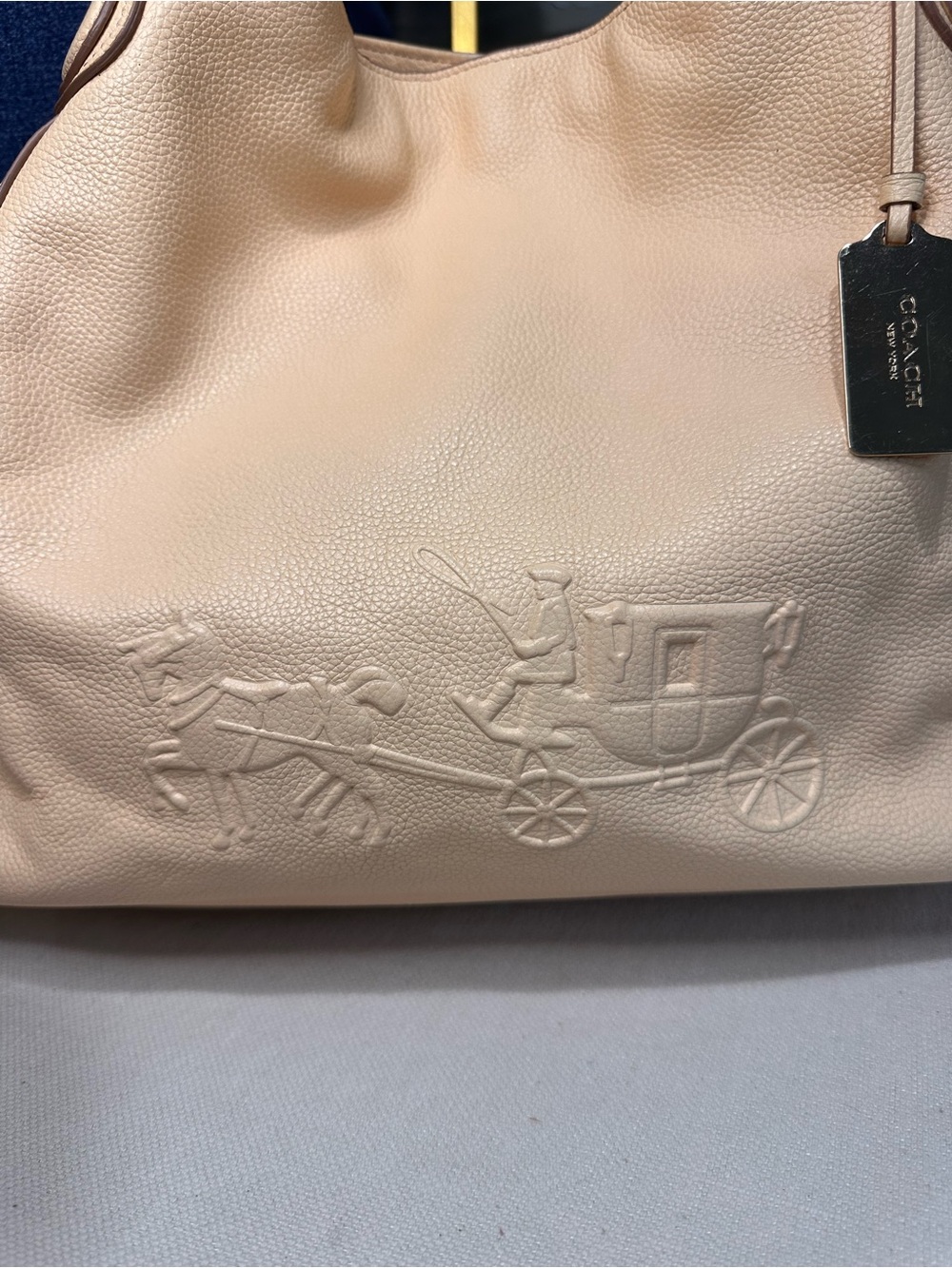 Coach Phoebe Horse & Carriage Debossed Leather Shoulder Bag in Peach 2014 - Picture 3 of 12